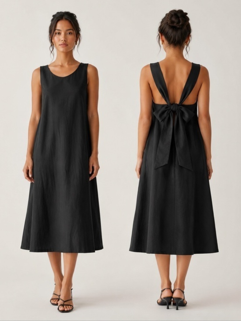 Sophie Hulme Black Sleeveless Bow Back Midi Dress Size XS